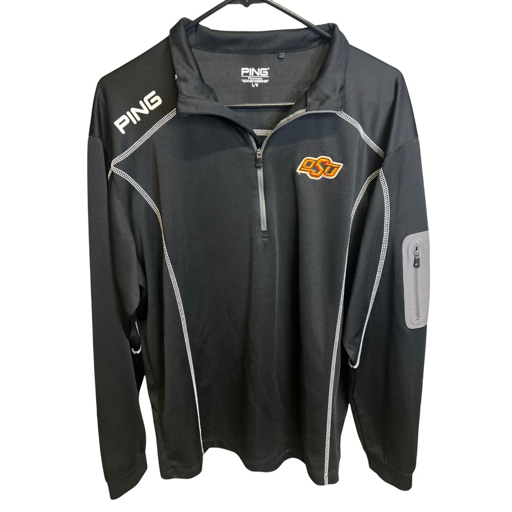 PING Pullover Men L Black Oklahoma State Cowboys Performance 1/4 Zip PulloverOSU